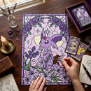 Espeon Purple Flower Stained Glass Jigsaw Puzzle