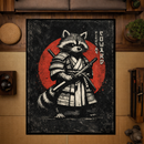 Fight Me Coward Retro Samurai Raccoon Rectangular Area Rug