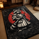 Fight Me Coward Retro Samurai Raccoon Rectangular Area Rug