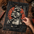 Retro Samurai Raccoon Rectangle Jigsaw Puzzle