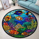 Nemo Deep Sea Corals Stained Glass Round Rug