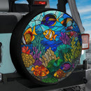 Nemo Deep Sea Corals Stained Glass Jeep Car Spare Tire Cover