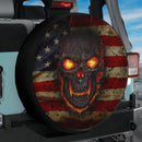 Fire Skull American Flag Jeep Car Spare Tire Cover