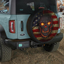 Fire Skull American Flag Jeep Car Spare Tire Cover