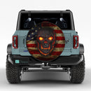 Fire Skull American Flag Jeep Car Spare Tire Cover