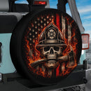 US Firefighter Skull Fire Car Spare Tire Cover