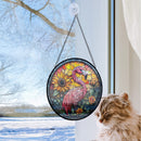Flamingo Bird Round Stained Glass Suncatcher