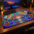 Flamingos Couple Stained Glass Desk Mat