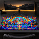 Flamingos Couple Stained Glass Desk Mat