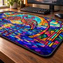 Flamingos Couple Stained Glass Desk Mat