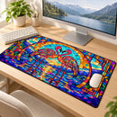 Flamingos Couple Stained Glass Desk Mat