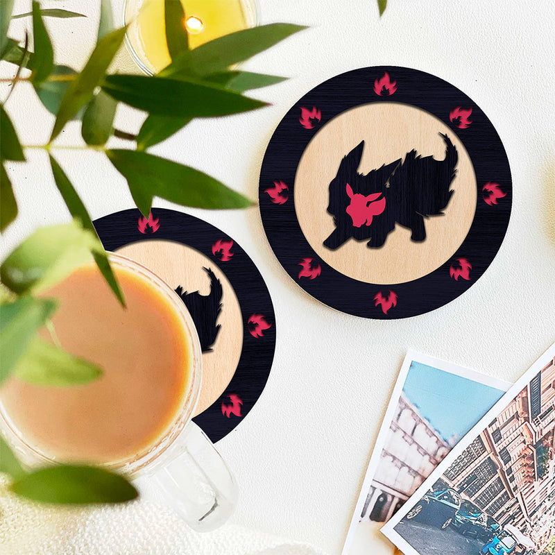 Flareon Eevee Pokemon Mockup Ceramic Decor Coaster - Gift Idea