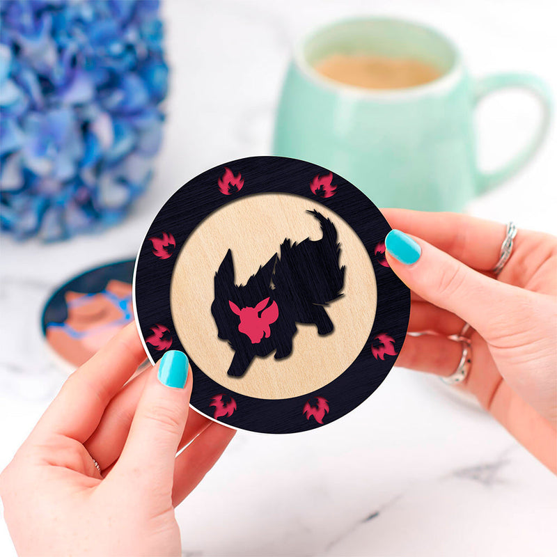 Flareon Eevee Pokemon Mockup Ceramic Decor Coaster - Gift Idea