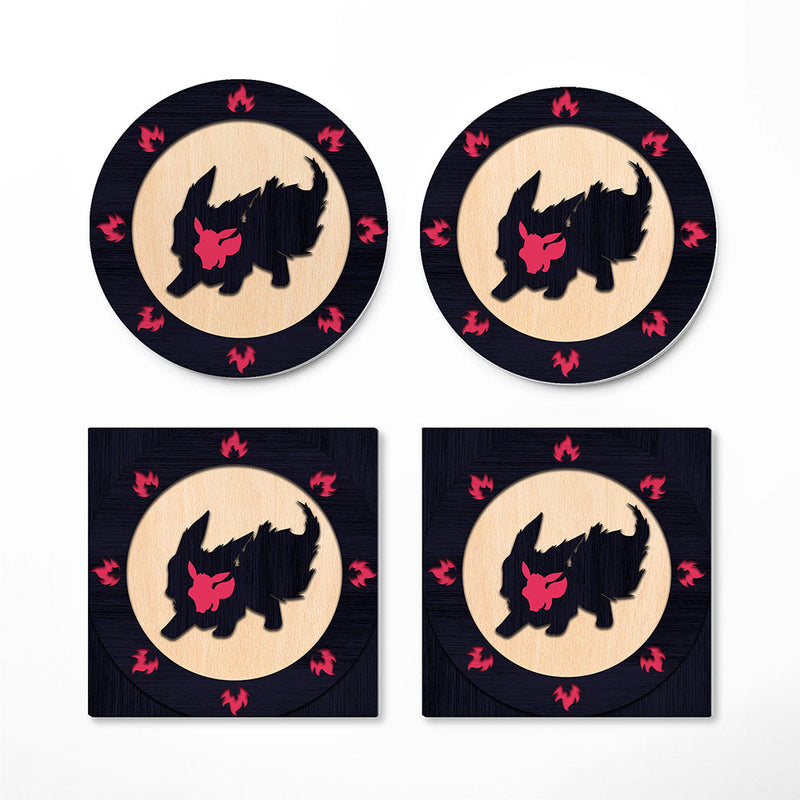 Flareon Eevee Pokemon Mockup Ceramic Decor Coaster - Gift Idea