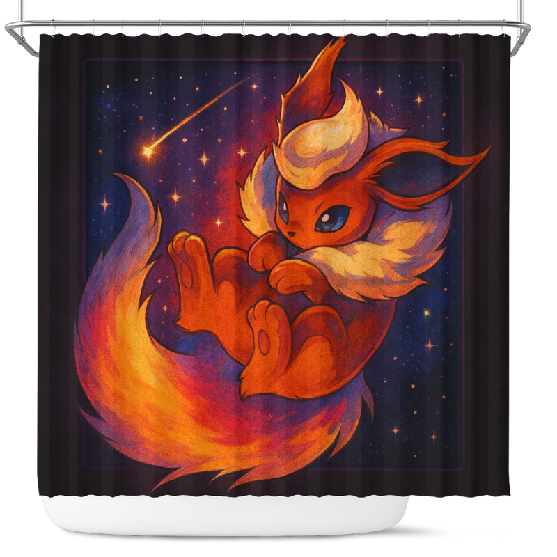 Flareon Pokemon Galaxy Shower Curtain