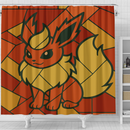 Flareon Eevee Pokemon Stained Glass Shower Curtain