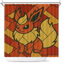Flareon Eevee Pokemon Stained Glass Shower Curtain