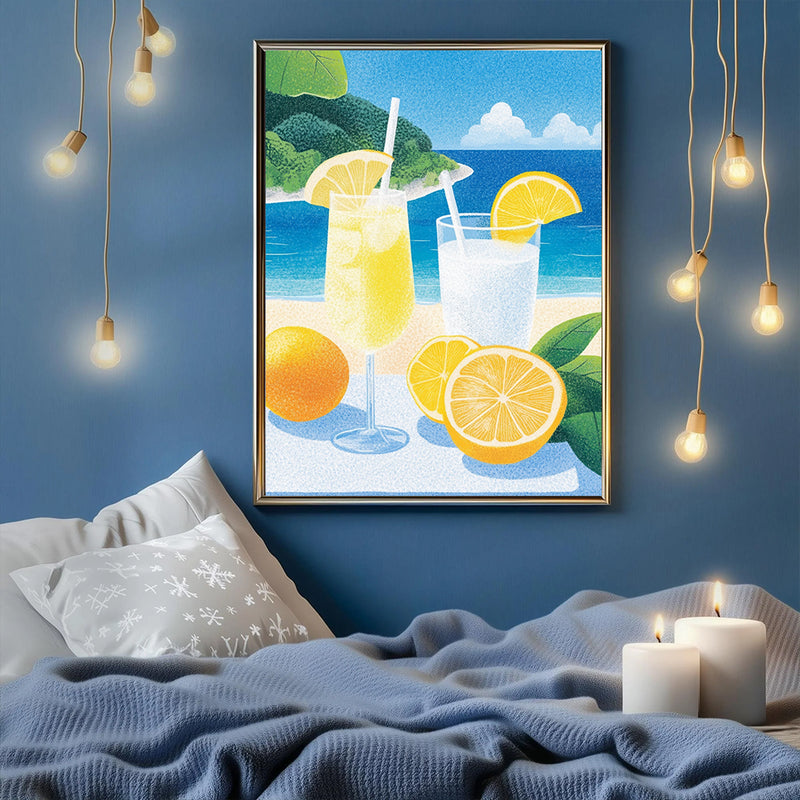 Summer Drinks Beach Oranges - Living Room - Canvas Wall Art - Print - Wall Decor