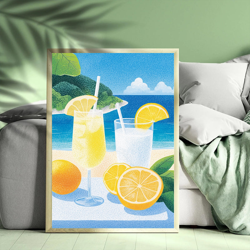 Summer Drinks Beach Oranges - Living Room - Canvas Wall Art - Print - Wall Decor