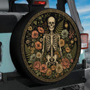 Floral Skull Car Spare Tire Cover