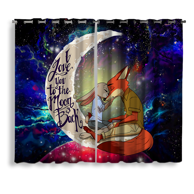 Fox Couple Love You To The Moon Galaxy Window Curtain