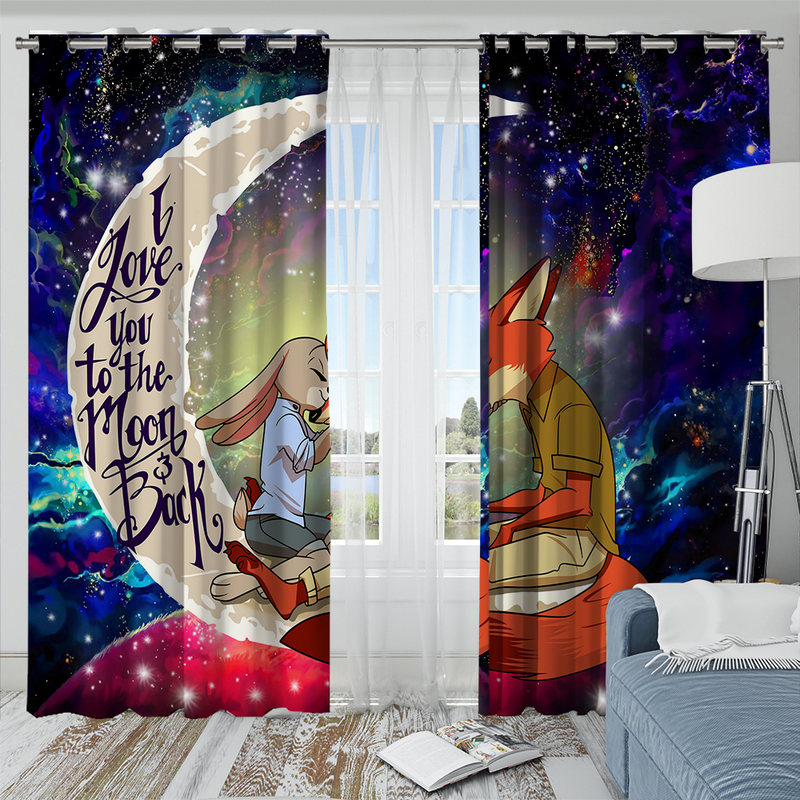 Fox Couple Love You To The Moon Galaxy Window Curtain