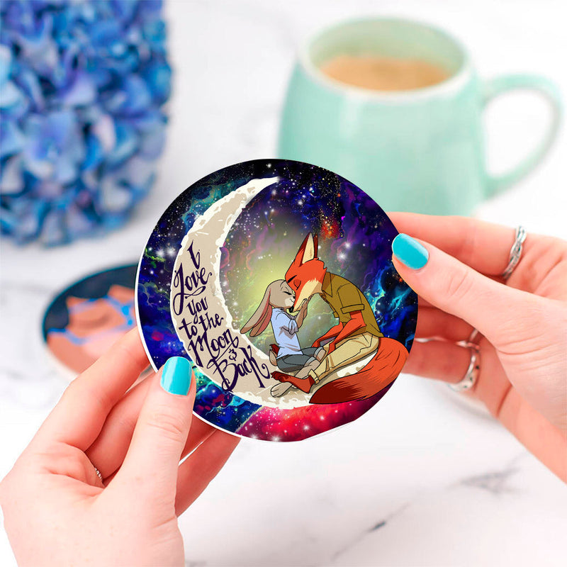 Fox Couple Love You To The Moon Galaxy Ceramic Decor Coaster - Gift Idea