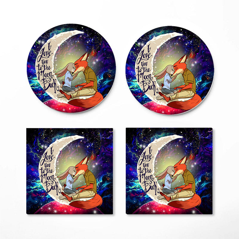 Fox Couple Love You To The Moon Galaxy Ceramic Decor Coaster - Gift Idea