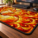 Fox Fire Stained Glass Desk Mat