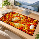 Fox Fire Stained Glass Desk Mat