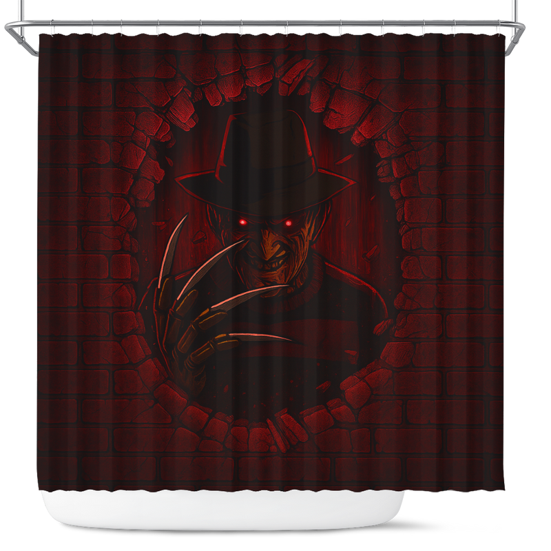 Freddy Krueger Horror Movie Halloween Break Wall Shower Curtain