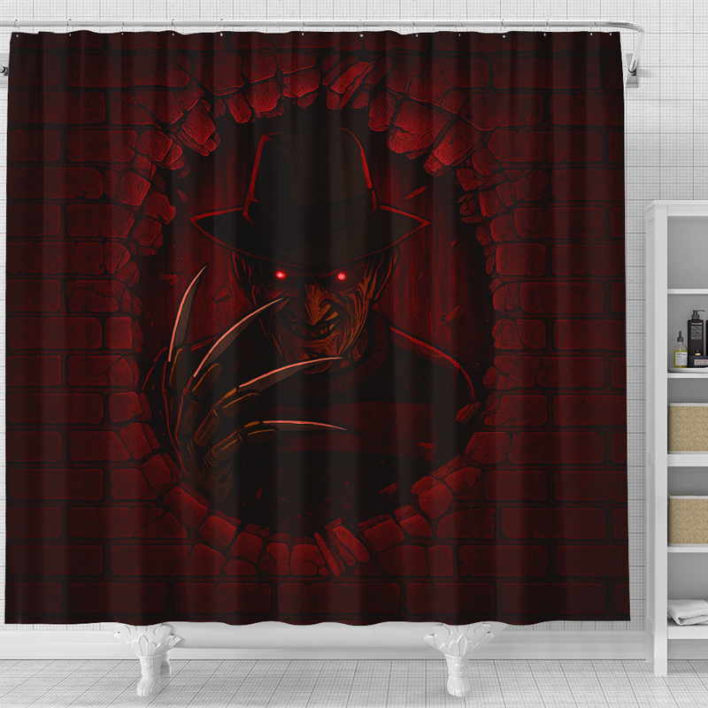 Freddy Krueger Horror Movie Halloween Break Wall Shower Curtain