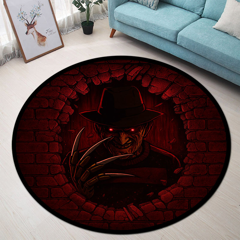 Freddy Krueger Horror Film Break Wall Round Rug