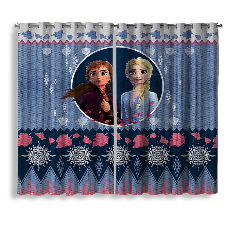 Frozen Elsa Anna Christmas Window Curtain