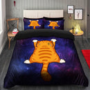 Funny Cat In Galaxy  Bedding Set