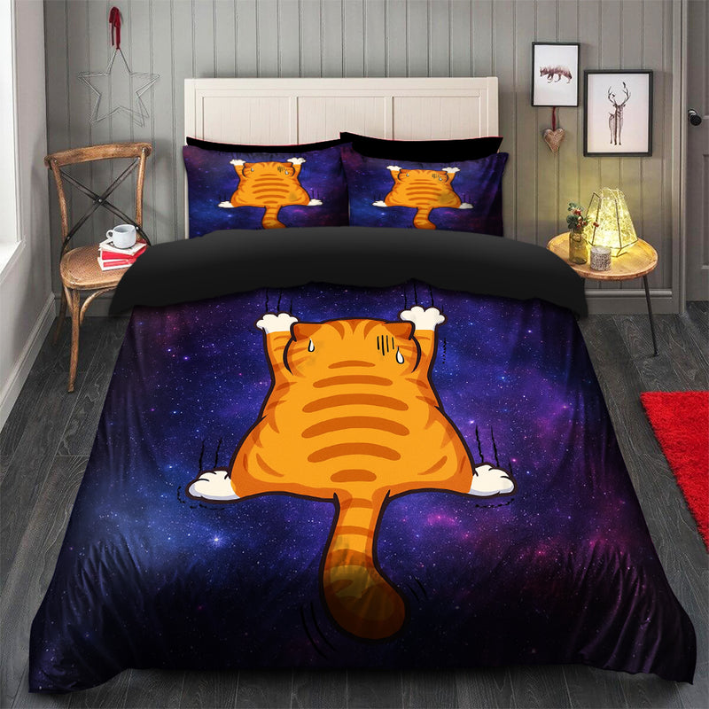 Funny Cat In Galaxy  Bedding Set