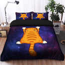 Funny Cat In Galaxy  Bedding Set