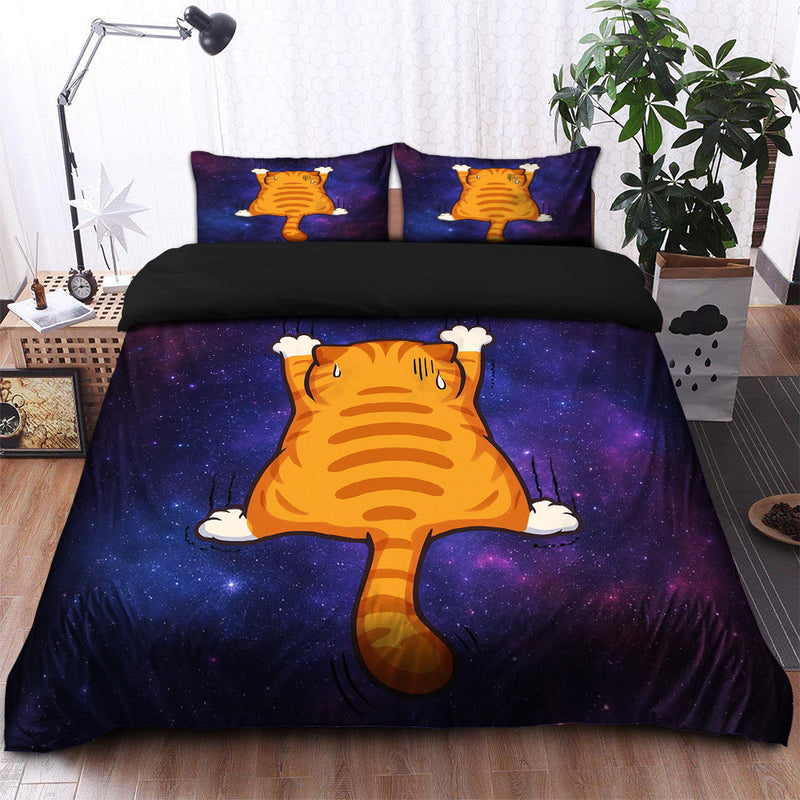 Funny Cat In Galaxy  Bedding Set