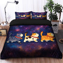 Funny Three Cats In Galaxy Bedding Set