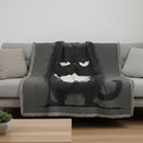 Funny Black Cat Coffee Woven Throw Blanket