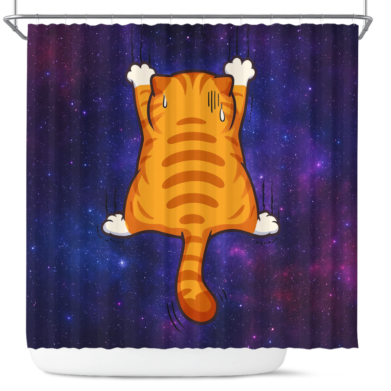 Funny Cat In Galaxy Shower Curtain