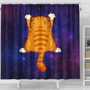 Funny Cat In Galaxy Shower Curtain
