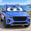 Funny Cute Eyes Blue Custom Car Windshield Sunshades