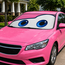 Funny Eyes Pink Custom Car Windshield Sunshades