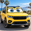 Funny Cute Eyes Yellow Custom Car Windshield Sunshades