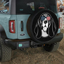 Funny Proud Basset Dog Hound American Flag Car Spare Tire Cover