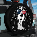 Funny Proud Basset Dog Hound American Flag Car Spare Tire Cover