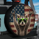 Funny Raccoon American Flag Car Spare Tire Cover