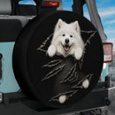 Funny Samoyed Dog Tearing Car Spare Tire Cover