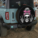 Funny Skull Pink Turban Girl Jeep Custom Wheel Cover With Camera Hole